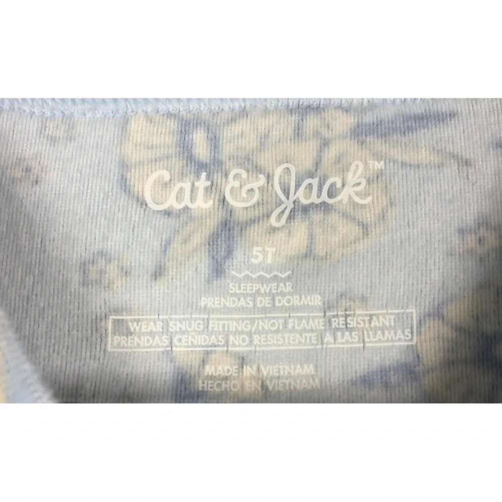 Cat & Jack Velvety Soft Pajama Set in Blue Floral Print - Girls 5T